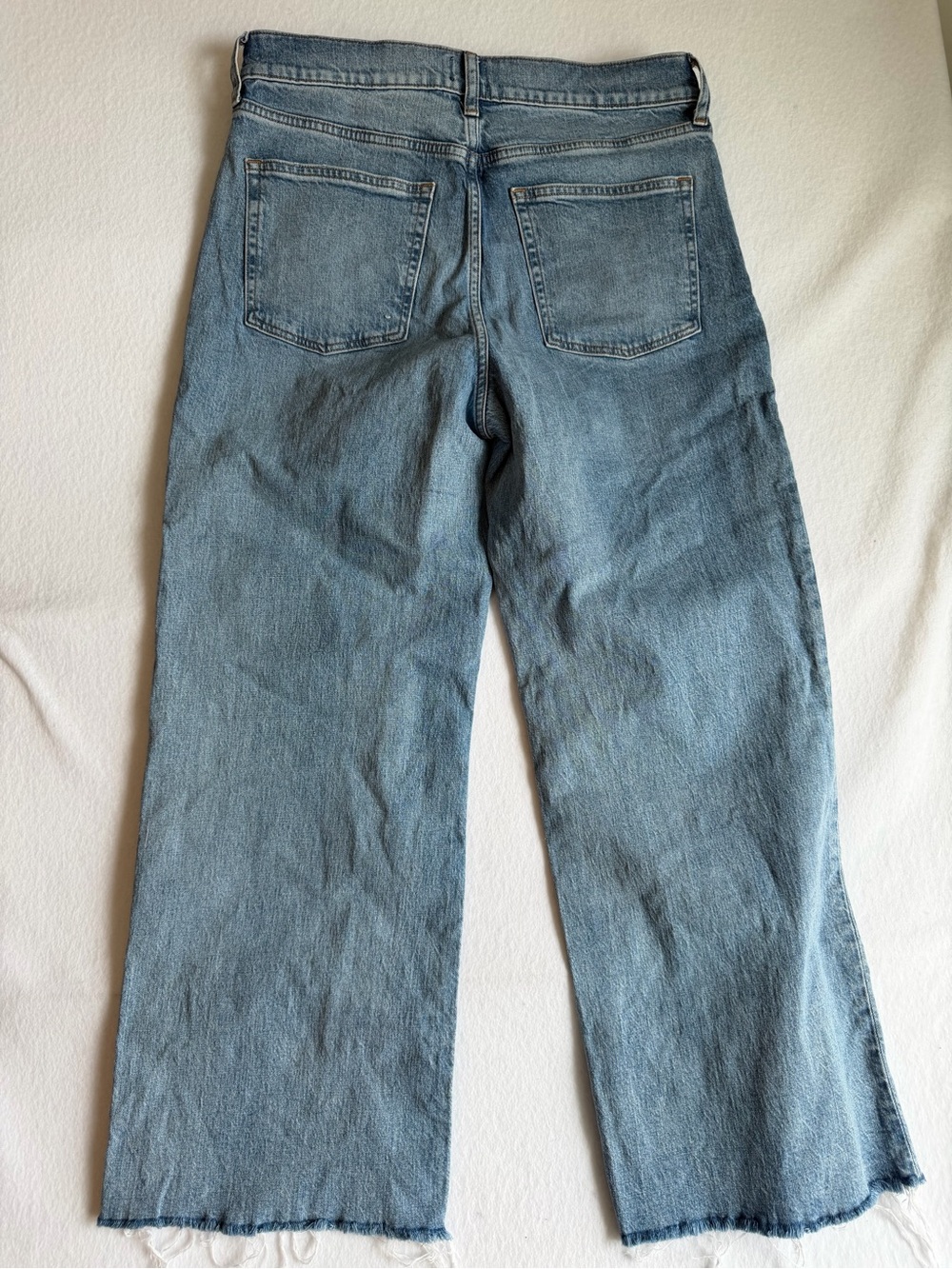 J.Crew Wide Leg Crop Jeans Womens 29 Light Wash Raw Hem High Rise Cropped Denim - Picture 3 of 10